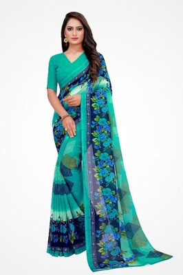 Saadhvi Printed Daily Wear Georgette Saree(Green)