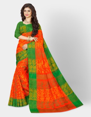 Mayabi Woven Jamdani Pure Cotton Saree(Orange)