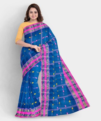 MINATIPVTLMT Embellished Bollywood Handloom Cotton Silk Saree(Blue)