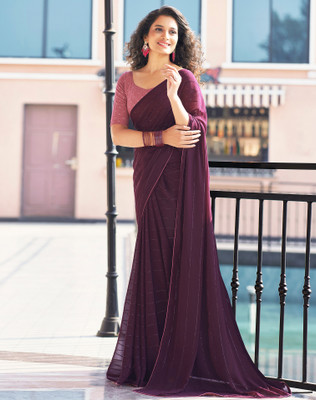 SIRIL Embellished Bollywood Georgette Saree(Purple)