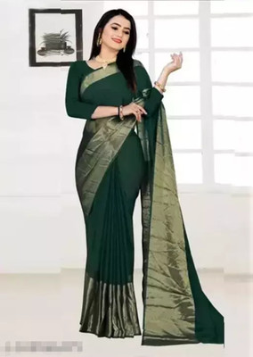 Vragi Embellished, Self Design Bollywood Chiffon Saree(Dark Green)