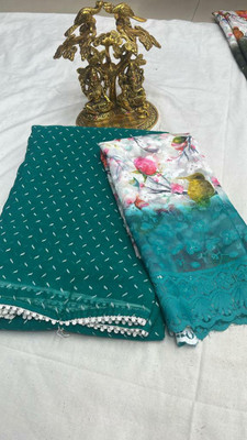 Dhara Printed Daily Wear Viscose Rayon Saree(Dark Green)
