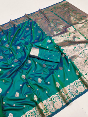 DRAVYA WOMEN Woven, Self Design Banarasi Jacquard, Pure Silk Saree(Light Green)
