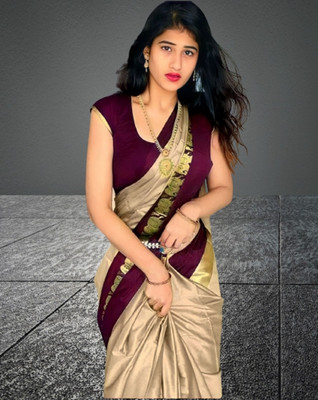 Mortal Textile Printed Assam Silk Cotton Silk Saree(Magenta)