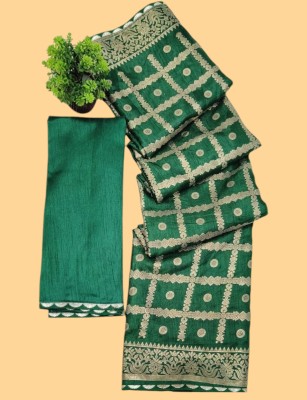 Lalit Woven Chanderi Cotton Blend Saree(Green)