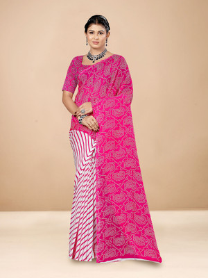 ANOUK Printed Banarasi Georgette Saree(Pink)