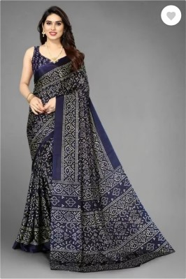 sareya veela Printed Bandhani Silk Blend, Art Silk Saree(Blue)