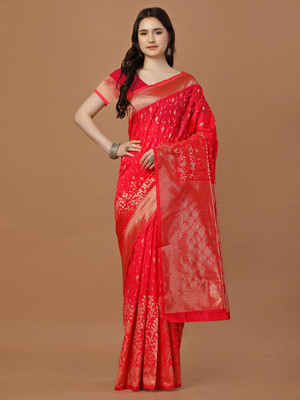 Leelavati Woven, Self Design Kanjivaram Pure Silk, Jacquard Saree(Red)