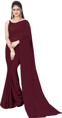 Anand Sarees Solid/Plain, Dyed Daily Wear Georgette Saree(Maroon)