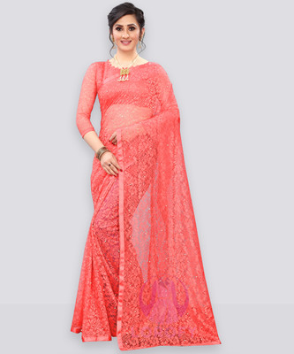 LOROFY Self Design Bollywood Net Saree(Multicolor)
