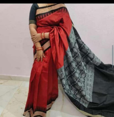 Sareedivine Temple Border Sambalpuri Art Silk Saree(Maroon)