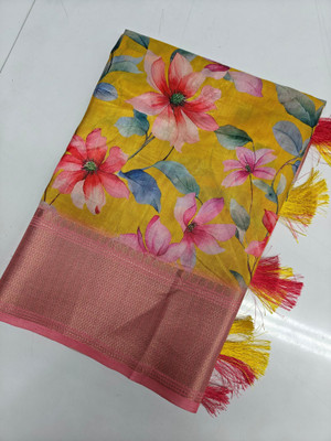 J6 Designers Printed Hand Batik Cotton Silk Saree(Multicolor)