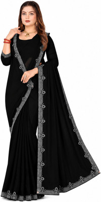 dixit fashion Solid/Plain, Embellished Bollywood Georgette Saree(Black)
