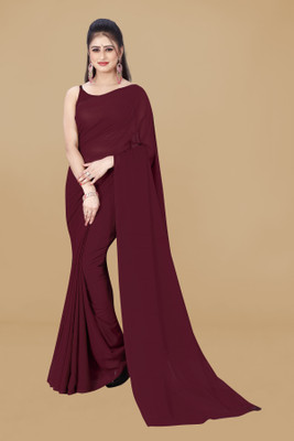 Anand Sarees Solid/Plain, Dyed Daily Wear Georgette Saree(Maroon)