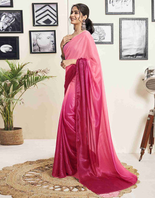 Riddhi textile Hub Self Design Bollywood Silk Blend Saree(Pink)