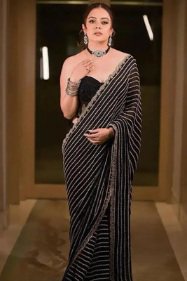 Deco Enterprise Self Design Bollywood Georgette Saree(Black)