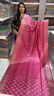 MOHEY DESI Woven, Self Design Banarasi Dupion Silk Saree(Pink)