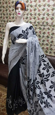 HouseOfCommon Hand Painted Handloom Pure Cotton Saree(Multicolor)