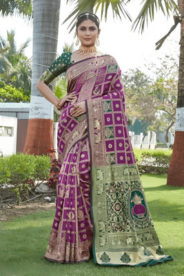 YASHIKA Self Design Kanjivaram Silk Blend Saree(Purple)