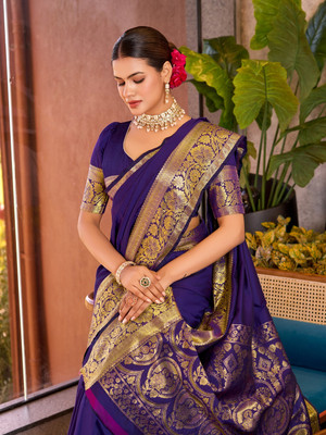 SUDIPTA Woven Banarasi Pure Silk Saree(Purple)