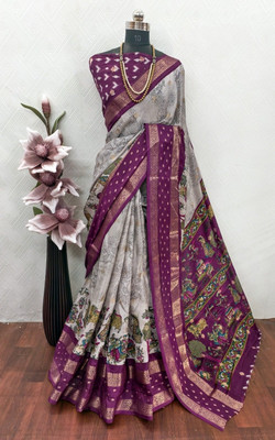 Sanjana Silks Printed, Woven Bollywood Viscose Rayon Saree(Magenta)