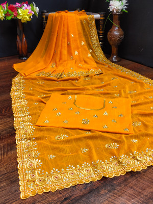 KHRITI FAB Georgette Embroidered Blouse Material