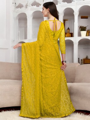 Nexaafashion Embellished Daily Wear Brasso Saree(Yellow)