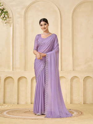 KONICA FAB Self Design Bollywood Chiffon Saree(Purple)