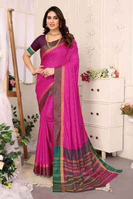 Soor Panchi Printed Bollywood Cotton Silk Saree(Pink)