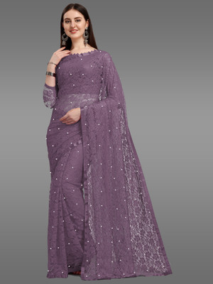 LOROFY Embellished Bollywood Net Saree(Multicolor)