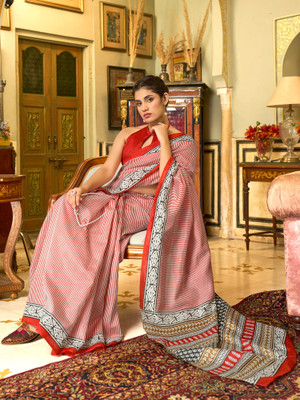 Sareemall Printed Daily Wear Silk Blend Saree(Red)