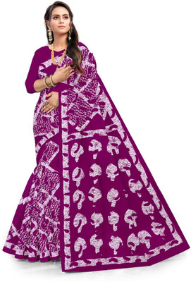 RAVI JANKI Color Block Daily Wear Cotton Blend Saree(Purple)