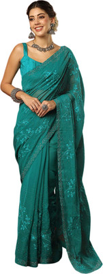 Pranjal Printed Bollywood Georgette Saree(Blue)