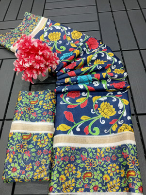 HouseOfCommon Floral Print Kanjivaram Pure Silk, Cotton Silk Saree(Multicolor)