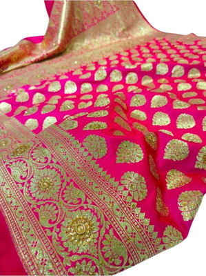 arcticsaree Woven Banarasi Silk Blend Saree(Pink)