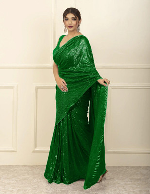 kamaldesigner Embellished Bollywood Georgette Saree(Green)