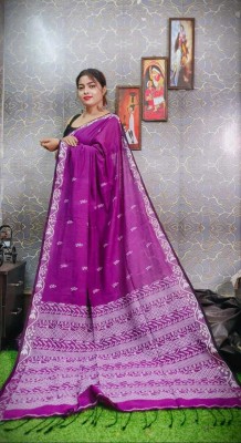 DipDiya Self Design Handloom Pure Cotton Saree(Purple)