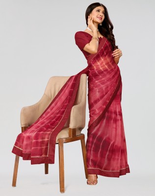 Nirvaan Embellished Daily Wear Lycra Blend Saree(Maroon)