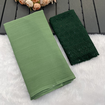 Sanskriti Synthetics Solid/Plain Handloom Georgette Saree(Green)
