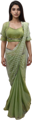 NANCY DESIGNER Solid/Plain Bollywood Pure Silk Saree(Green)