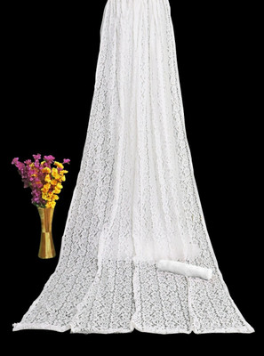 NORAFLEX Embroidered Bollywood Net Saree(White)