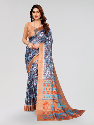 Winza Designer Printed Daily Wear Cotton Silk Saree(Blue)