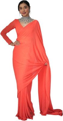 JATADHAR FAB Self Design Ready to Wear Georgette Saree(Orange)