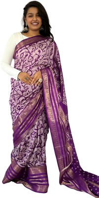 Sanwariya Silks Printed Bollywood Art Silk, Silk Blend Saree(Purple)