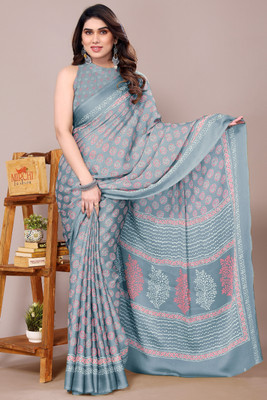 MIRCHI FASHION Printed, Blocked Printed Daily Wear Chiffon, Georgette Saree(Grey, Pink)