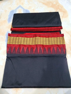 Anabiya collection Solid/Plain, Temple Border Sambalpuri Pure Silk Saree(Black)