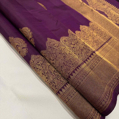 MIRMAN Woven Banarasi Pure Silk Saree(Purple)