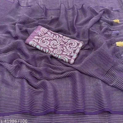 Infyshopy Mall Solid/Plain Bhagalpuri Georgette Saree(Purple)