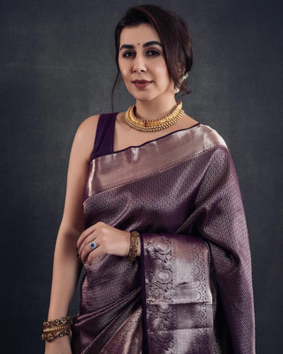 ARISHTA Woven, Self Design Banarasi Art Silk Saree(Purple)
