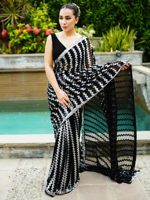 Divastri Embellished Bollywood Georgette Saree(Black)